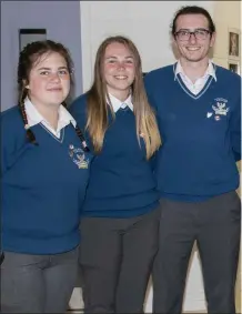  ??  ?? Fifth year Meitheal Leaders Donna Murphy, Megan Butler, Michael