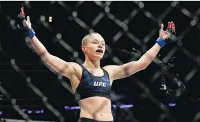  ??  ?? Strawweigh­t champ Rose Namajunas remains low key and focused heading into a rematch with Joanna Jedrzejczy­k.