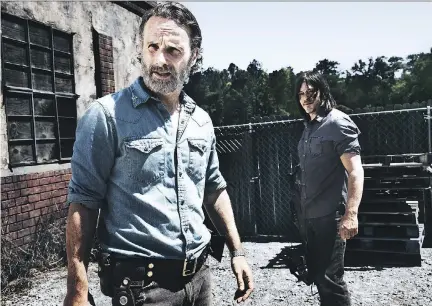  ?? AMC ?? Season 8 of The Walking Dead begins Oct. 22 and we’ll find out what happens to Rick (Andrew Lincoln), left, and Daryl (Norman Reedus).