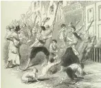  ??  ?? Rioters in Dungarvan try to break into a bakery, from the Pictorial Times, 1846