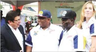  ??  ?? L-R: Managing Director, RB West Africa, Mr Rahul Murgai;Lagos State Commission­er for Environmen­t, Dr Babatunde Adejare; Special Adviser to Lagos State Governor on Environmen­t,Mr Babatunde Hunpe and Marketing Director, RB West Africa, Aliza Leferink...