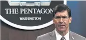  ?? SUSAN WALSH/AP ?? Defense Secretary Mark Esper said Monday it will be a “long, windy, bumpy road” to peace in Afghanista­n.