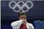  ?? ASHLEY LANDIS — THE ASSOCIATED PRESS ?? Simone Biles, of the United States, watches gymnasts perform after she exited the team final with apparent injury, at the 2020Summer Olympics, July 27, in Tokyo.