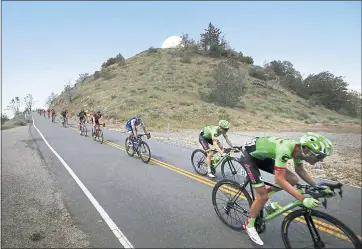  ?? STAFF FILE PHOTO ?? Team Cannondale Drapac leads the peloton in last year’s Amgen Tour of California near the summit of Mount Hamilton east of San Jose. The tour will hold a time trial from San Jose to Morgan Hill on Wednesday.