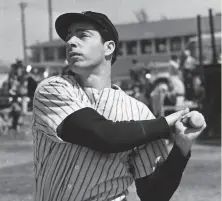  ?? Hulton Archive / Getty Images ?? Yankees great Joe DiMaggio would dig in against Paige in our imaginary Game 7 between the Negro League and MLB stars.