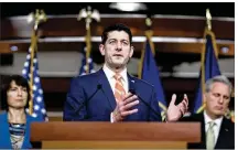  ?? TOM BRENNER / THE NEW YORK TIMES ?? House Speaker Paul Ryan, R-Wis., said it was “baffling” why Democrats would oppose the spending measure, noting it contains money for the military and CHIP.