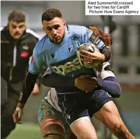  ?? ?? Aled Summerhill crossed for two tries for Cardiff
Picture: Huw Evans Agency