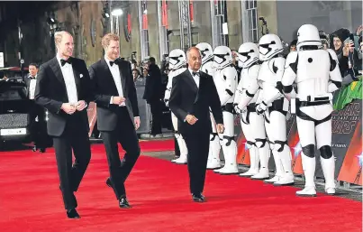  ?? Picture: PA. ?? The Duke of Cambridge and Prince Harry attending the European premiere of Star Wars: The Last Jedi held at The Royal Albert Hall, London.