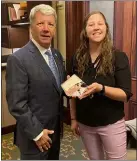  ?? SUBMITTED PHOTO ?? Becca Zelner, representi­ng Marsy’s Law for Pennsylvan­ia, with Sen. Tom Killion, R-9, Middletown.