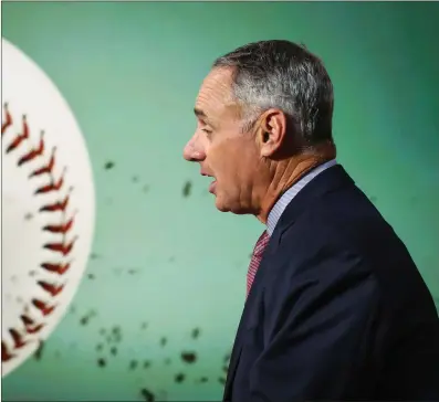  ?? File photo ?? MLB commission­er Rob Manfred worked as outside council for the league during the sport’s last strike. Manfred is currently in the middle of another labor battle with the MLBPA that could lead to a strike in 2021.