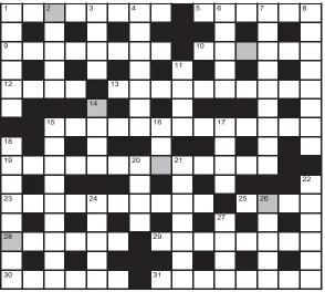  ??  ?? FOR your chance to win, solve the crossword to reveal the word reading down the shaded boxes. HOW TO ENTER: Call 0901 293 6233 and leave today’s answer and your details, or TEXT 65700 with the word CRYPTIC, your answer and your name. Texts and calls cost £1 plus standard network charges. Or enter by post by sending completed crossword to Daily Mail Prize Crossword 16,539, PO Box 28, Colchester, Essex CO2 8GF. Please include your name and address. One weekly winner chosen from all correct daily entries received between 00.01 Monday and 23.59 Friday. Postal entries must be date-stamped no later than the following day to qualify. Calls/texts must be received by 23.59; answers change at 00.01. UK residents aged 18+, exc NI. Terms apply, see Page 56.