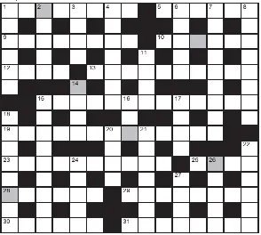  ??  ?? FOR your chance to win, solve the crossword to reveal the word reading down the shaded boxes. HOW TO ENTER: Call 0901 293 6233 and leave today’s answer and your details, or TEXT 65700 with the word CRYPTIC, your answer and your name. Texts and calls cost £1 plus standard network charges. Or enter by post by sending completed crossword to Daily Mail Prize Crossword 16,539, PO Box 28, Colchester, Essex CO2 8GF. Please include your name and address. One weekly winner chosen from all correct daily entries received between 00.01 Monday and 23.59 Friday. Postal entries must be date-stamped no later than the following day to qualify. Calls/texts must be received by 23.59; answers change at 00.01. UK residents aged 18+, exc NI. Terms apply, see Page 56.