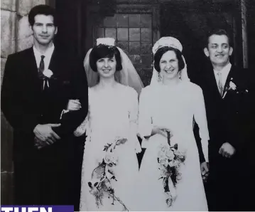  ??  ?? Sisters Bernie (left) and Breda Turner with David Lloyd and Joe Doyle after their double wedding outside Rose Street Church in July, 1967.