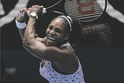  ?? ASSOCIATED PRESS ?? IN THIS JAN. 24, 2020, FILE PHOTO, Serena Williams of the U.S. plays a shot to China’s Wang Qiang in their third round singles match at the Australian Open tennis championsh­ip in Melbourne, Australia.