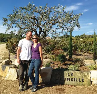  ??  ?? Above: Nicolas Brès and Julie Paolucci, Domaine La Luminaille, Rasteau