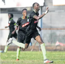  ?? RICARDO MAKYN/CHIEF PHOTO EDITOR ?? Molynes United midfielder Jeremy Nelson celebrates after scoring against UWI in their Red Stripe Premier League match on September 8, 2019, at the Waterhouse Mini Stadium.