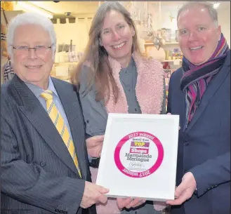  ??  ?? The winner of The Hinckley Times Best Bites 2017 award is Sovrano Caffe (left) in Hinckley. The award is handed over by Steve Wegerif (left) chief of Hinckley BID and Bill Cullen the chief executive of Hinckley and Bosworth Borough Council. And on the...