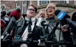  ??  ?? Friends and family of Elizabeth Wettlaufer’s victims speak to the media.