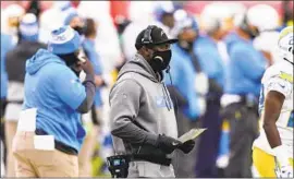  ?? Charlie Riedel Associated Press ?? DESPITE the Chargers’ four- game winning streak, the Spanoses have a decision to make regarding the status of coach Anthony Lynn, whose season record is 7- 9.