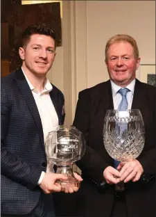  ??  ?? Senior Footballer of the Year, Kieran O’Leary, with his uncle Pat O’Donoghue, the Hall of Fame recipient, and at the Dr O’Donoghue Cup East Kerry All Stars awards at The Brehon Hotel