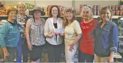  ?? COURTESY PHOTO ?? Among the many devoted Food Pantry volunteers on duty this week were (from left) Mary Thompson, Carolynne Thornton, Laura Dodd, Mary Ann Kuhn, Pantry Manager Mimi Forbes, Daphne Hutchinson, and Anne Marie Stacey.