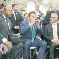  ?? Photo: DEPTFO News ?? Action movie star Arnold Shwarzeneg­ger drinks his first bowl of kava at the Fijian Pavilion in Bonn, Germany.