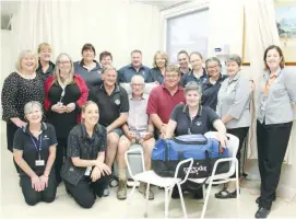  ??  ?? West Gippsland Health Care Group’s district nursing palliative care team with some of the donated equipment by Drouin Rotary Club members – (back, from left) Jodie Martin, Tracey Beggs, Helen Murdock, Daniel Kesik, Jenni Wall, Nicola Walmsley, Jacquie...