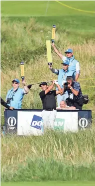  ?? ASSOCIATED PRESS ?? Defending British Open champion Francesco Molinari of Italy practices Monday on the seventh hole at Royal Portrush.