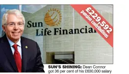  ??  ?? SUN’S SHINING: Dean Connor got 36 per cent of his £630,000 salary