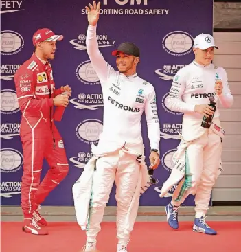  ?? FOTO: DPA ?? Hauptdarst­eller (v.l.): Sebastian Vettel, Lewis Hamilton und Valtteri Bottas.
