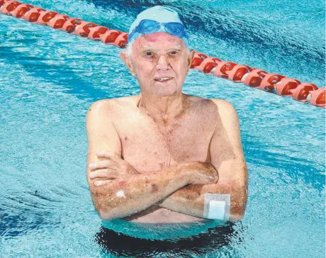  ?? Picture: JOHN GASS ?? Don Robertson still loves to swim daily, at age 92.