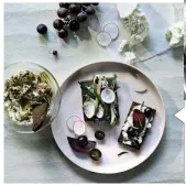  ??  ?? Try Timoshkina’s rye crostini– toasted rye bread topped with dill butter, lightly charred spring onions and thinly sliced radish, or finished with a smear of curd cheese, roasted beetroot and pickled grapes.