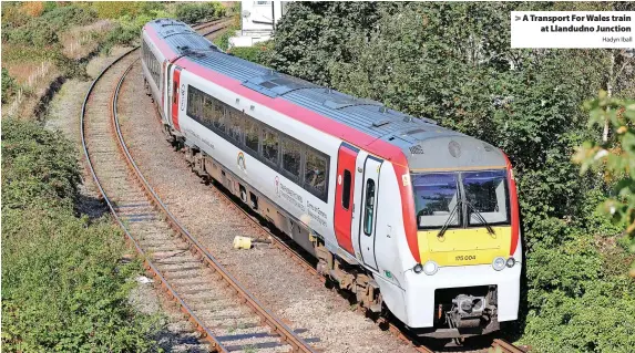  ?? Hadyn Iball ?? A Transport For Wales train at Llandudno Junction