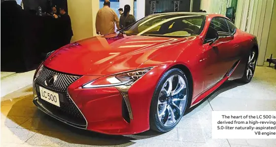 ??  ?? The heart of the LC 500 is derived from a high-revving 5.0-liter naturally-aspirated V8 engine