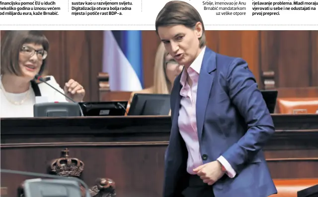  ??  ?? Prvi nastup Mandatarka Ana Brnabić jučer je u Skupštini Srbije predstavil­a svoj program i vladu