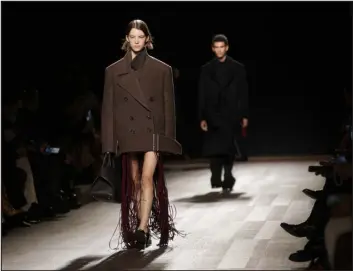  ?? LUCA BRUNO — THE ASSOCIATED PRESS ?? A model wears a creation with the Ferragamo women’s Fall-winter 2024-25 collection.