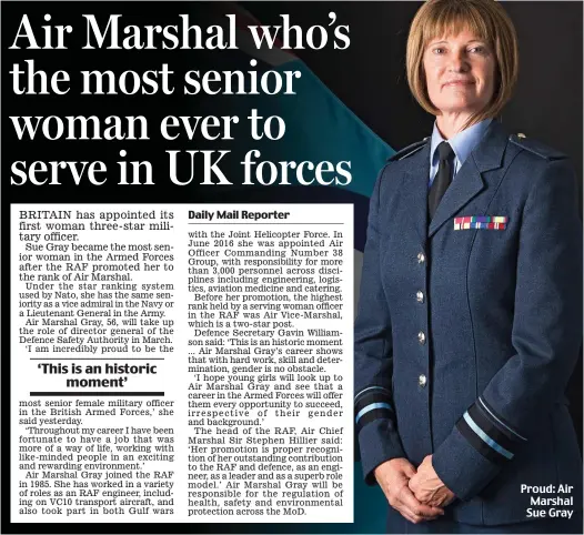  ??  ?? Proud: Air Marshal Sue Gray