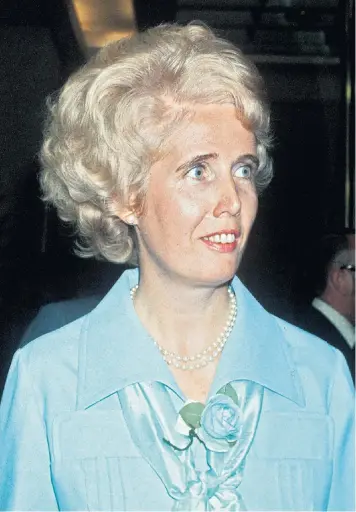  ??  ?? Baroness Falkender, pictured in 1974, was, as Marcia Williams, Harold Wilson’s private and political secretary