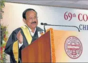  ?? PTI ?? Vice-President M Venkaiah Naidu during the 69th convocatio­n ceremony of Panjab University in Chandigarh.