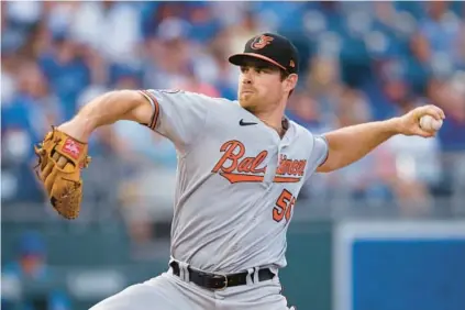  ?? COLIN E. BRALEY/AP ?? When Orioles pitcher Bruce Zimmermann is at his best, he’s drawing swings and misses on his changeup. That hasn’t been the case lately, but he’s hoping to fix it with a change to his set and delivery.