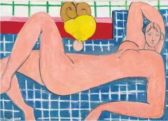  ??  ?? Ein Highlight der Ausstellun­g und zum ersten Mal seit 30 Jahren wieder in Deutschlan­d zu sehen: Henri Matisse’ Hauptwerk „Großer liegender Akt“aus dem Jahr 1935.