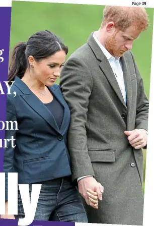  ?? Picture: EPA/DAVID ROWLAND ?? Feeling the cold: Meghan and Harry hand in hand