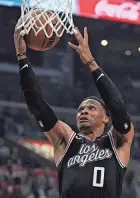  ?? MARK J. TERRILL/AP ?? Clippers guard Russell Westbrook goes to the basket against the Kings on Friday.