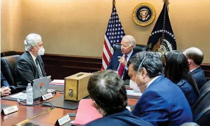  ?? ?? Joe Biden meets with his national security team to discuss the operation to take out Zawahiri. Photograph: The White House/Reuters