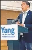  ??  ?? Mayoral candidate Andrew Yang continued his rah-rah style of campaignin­g in a virtual event on Thursday.