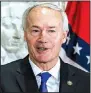  ?? Arkansas Democrat-Gazette/ MITCHELL PE MASILUN ?? Gov. Asa Hutchinson talks about his suggestion­s to improve the federal health care bill during a news conference Thursday at the Capitol in Little Rock.