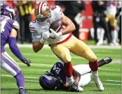  ?? BRUCE KLUCKHOHN — THE ASSOCIATED PRESS ?? Tight end George Kittle, a 49ers’ force, could cause a matchup problem for the Vikings in his playoff debut.