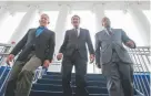  ?? Steve Helber, AP ?? In this file photo, Virginia Gov. Ralph Northam, center, walks with Lt. Gov. Justin Fairfax, right, and Attorney General Mark Herring