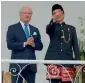  ?? AFP ?? Indonesia’s President Joko Widodo gestures next to King Carl XVI Gustaf of Sweden in Bogor on Monday. —