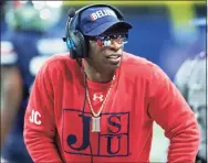  ?? Hakim Wright Sr. / Associated Press ?? Jackson State head coach Deion Sanders is shown during the first half of the Cricket Celebratio­n Bowl against South Carolina State.